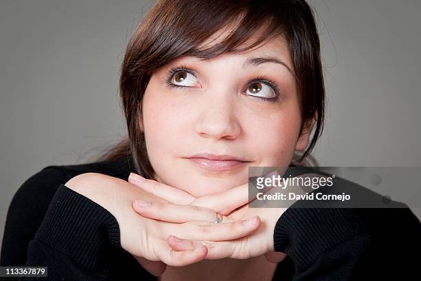 portrait girl - pensativa stock pictures, royalty-free photos & images