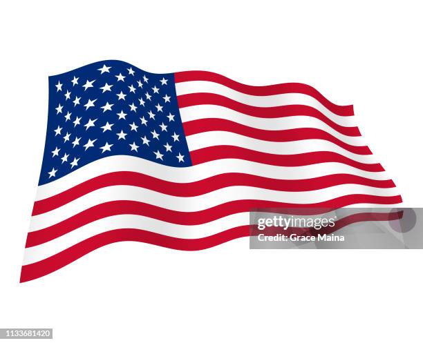 american flag in the wind illustration - vector - flag icon stock illustrations