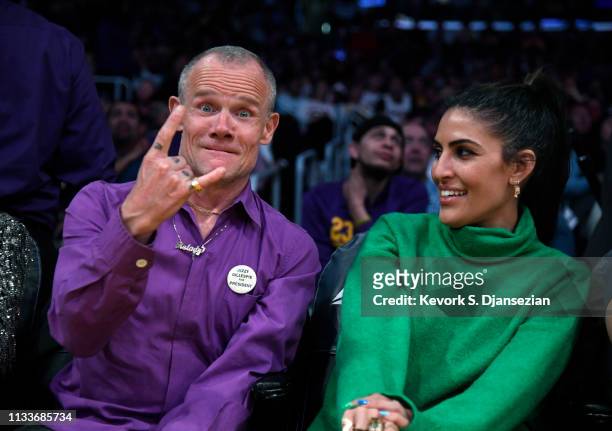 Musician Flea attends a basketball game between Charlotte Hornets and Los Angeles Lakers at Staples Center on March 29, 2019 in Los Angeles,...