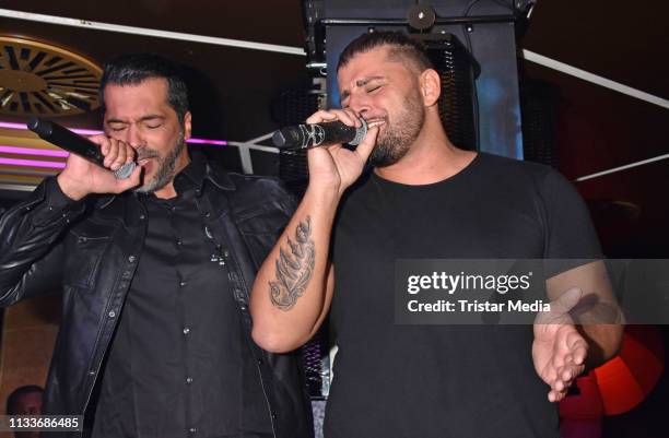 Aurelio Savina and Severino Seeger during the Giulia song release party at Cheshire Cat Club on March 29, 2019 in Berlin, Germany.