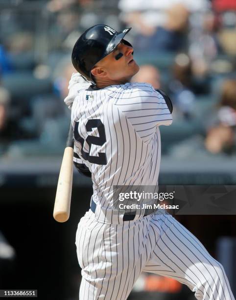 Troy Tulowitzki of the New York Yankees in action against the Baltimore Orioles on Opening Day at Yankee Stadium on March 28, 2019 in the Bronx...