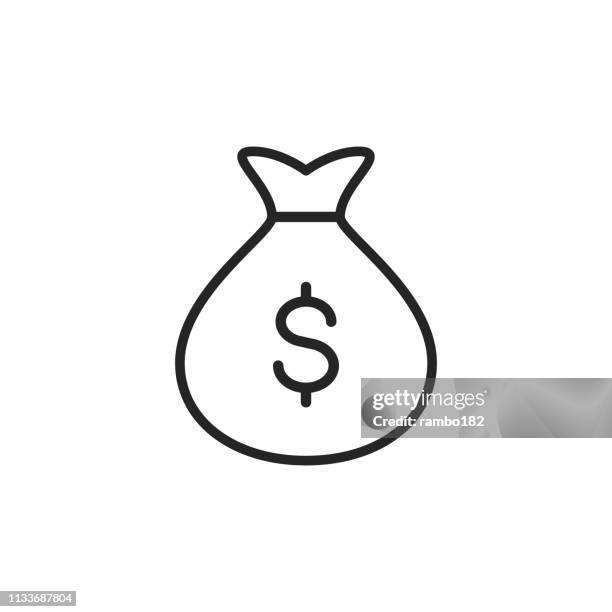 money bag thin line vector icon. editable stroke. pixel perfect. for mobile and web. - money bag stock illustrations