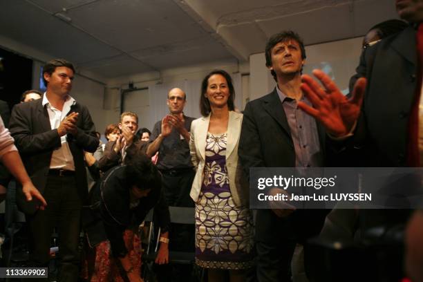 Atelier Citoyen With Segolene Royal At The Bellevilloise In Paris, France On April 16, 2008 - Thomas Piketty, Segolene Royal and David Assouline.