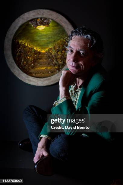 Spanish artist Carlos Díaz Bustamante poses for a portrait session on March 8, 2019 in Casa de México in Madrid, Spain.