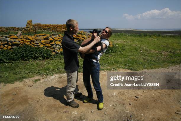 David And Soizic Cuisnier, The Modern Robinsons Of Quemenes Island In France In May, 2008 - David and Soizic Cuisnier live alone on the Quemenes...