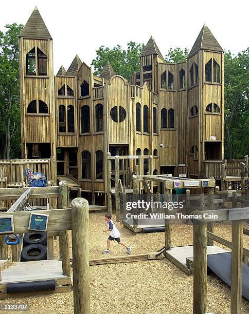 The Kid's Castle at Central Park Playground, which is made from pressure-treated wood, is shown July 18 in Doylestown, Pennsylvania. Earlier this...