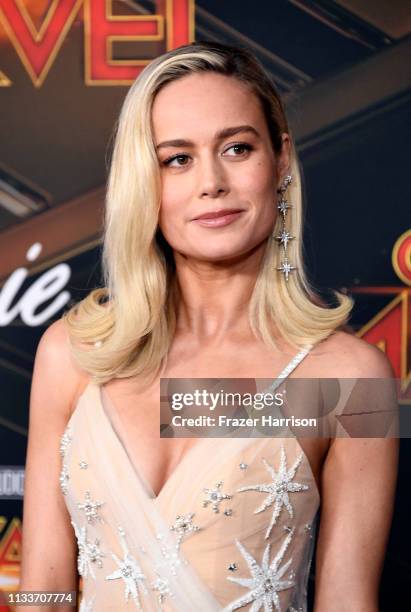Brie Larson attends the Marvel Studios "Captain Marvel" premiere on March 04, 2019 in Hollywood, California.