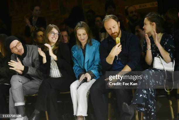 Reda Kateb, Fanny Sidney, Missia Piccoli, Etienne Guillou-Kervern and Diane Rouxel attend the Agnes B. Show as part of the Paris Fashion Week...