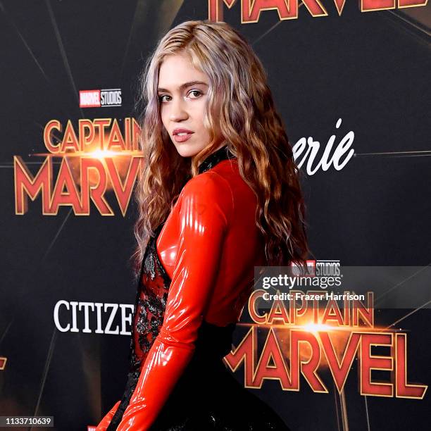Grimes attends the Marvel Studios "Captain Marvel" premiere on March 04, 2019 in Hollywood, California.