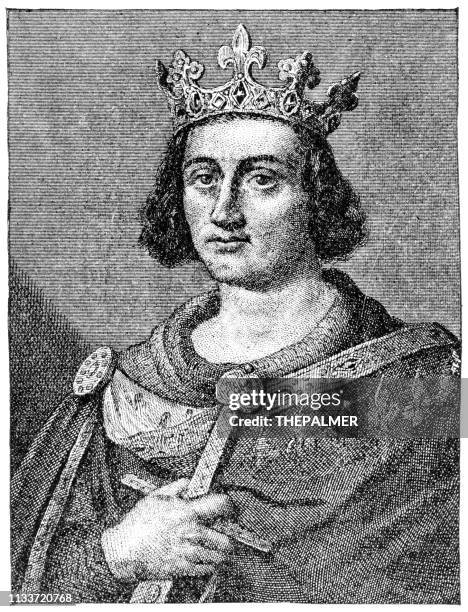 saint louis king of france , engraving 1894 - france st louis stock illustrations