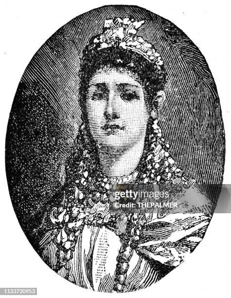 zenobia königin der palmyra-gravur 1894 - palmera stock-grafiken, -clipart, -cartoons und -symbole