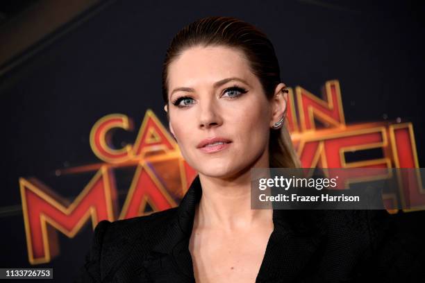 Katheryn Winnick attends Marvel Studios "Captain Marvel" Premiere on March 04, 2019 in Hollywood, California.