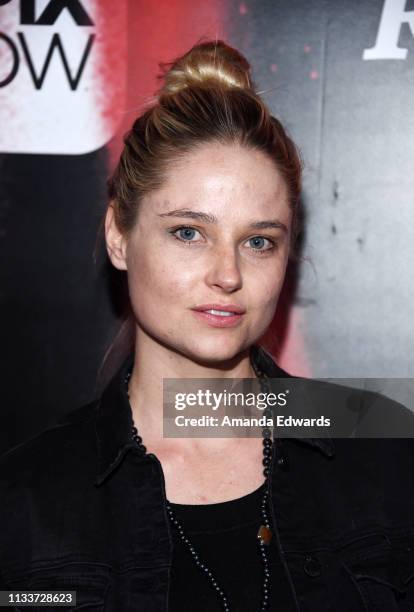 Genevieve Morton arrives at the premiere of Epix's "Punk" at SIR on March 04, 2019 in Los Angeles, California.