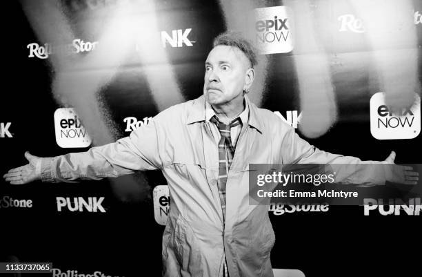 John Lydon aka Johnny Rotten arrives at the premiere of Epix's "Punk" at SIR on March 04, 2019 in Los Angeles, California.