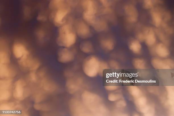 mammatus clouds. - lumière vive stock-fotos und bilder