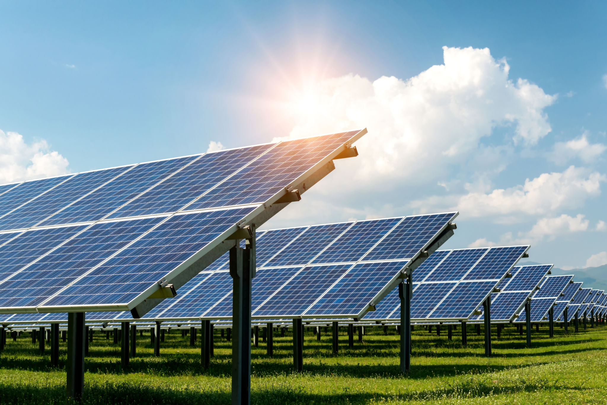 solar panels sunny day