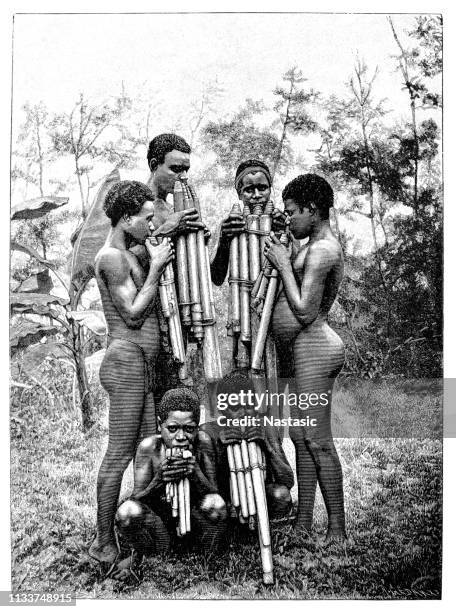 musicians on the island buka ,solomon island - bismarck archipelago stock illustrations