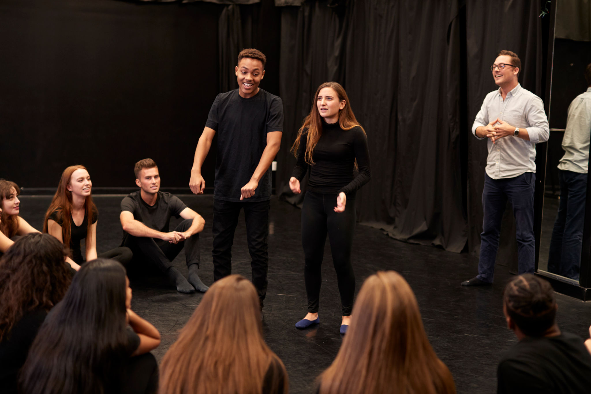 students rehearsing