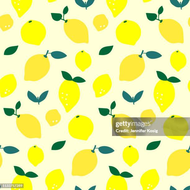 illustrations, cliparts, dessins animés et icônes de illustration de motif sans soudure de fruit de citron, fond jaune - aliment cru