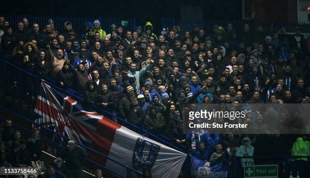 General view of the Sheffield Wednesday fans on the terraced corner of the ground during the Sky Bet Championship match between Sheffield Wednesday...