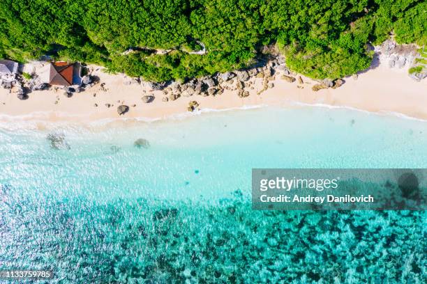 バリ島-上からビーチ。ストレートドローンショット - bali beach ストックフォトと画像