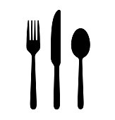 Spoon, knife, fork.