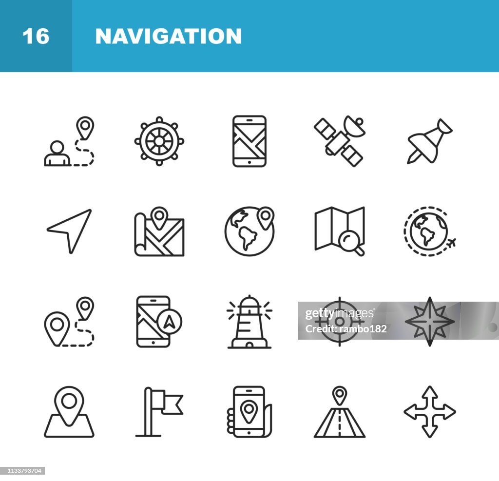 Navigation Line Icons. Bearbeitbare Stroke. Pixel Perfect. Für Mobile und Web. Enthält solche Ikonen wie.