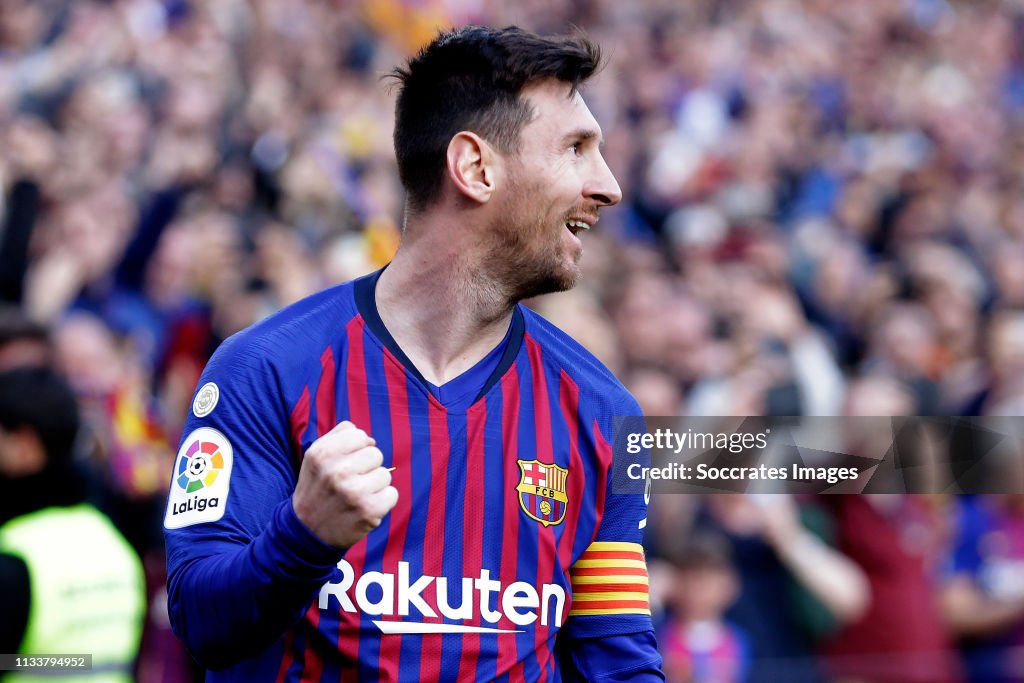 Lionel Messi of FC Barcelona celebrates goal during the La Liga... News