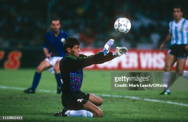 July 1990 - Argentina v Italy - FIFA World Cup Semi-Final - Stadio San Paolo - Sergio Goycochea of Argentina saves. -
