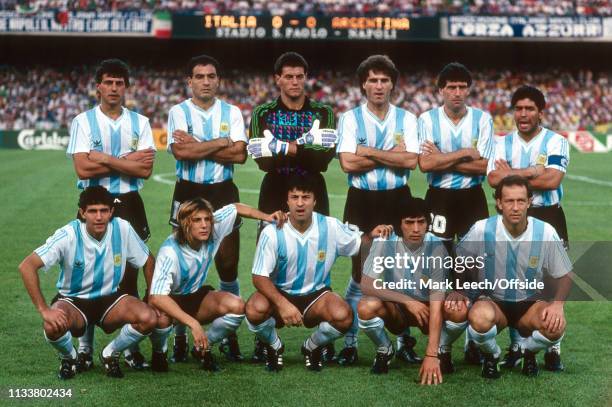 July 1990 - Argentina v Italy - FIFA World Cup Semi-Final - Stadio San Paolo - The Argentina team line-up before the game. -