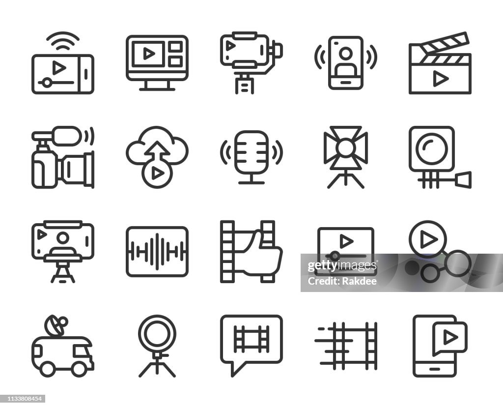 Video blogging and Live Streaming - Line Icons