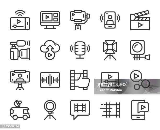 video blogging and live streaming - line icons - digital camera stock illustrations