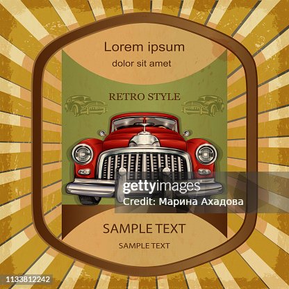 Cars Label Visual Vintage Car Label Template High-Res Vector Graphic - Getty Images