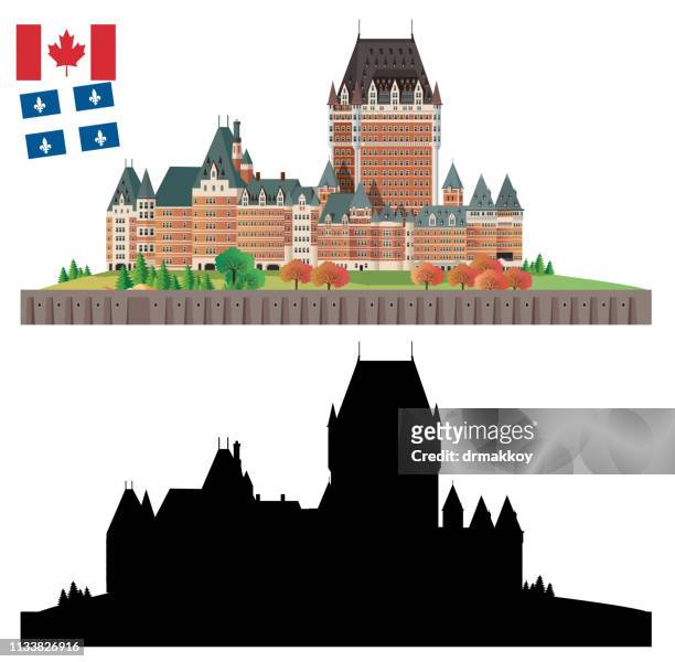 frontenac castle - chateau frontenac hotel stock illustrations
