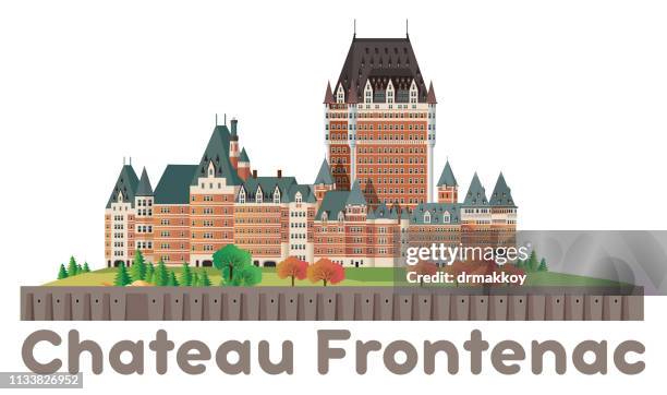 frontenac castle - quebec city stock illustrations