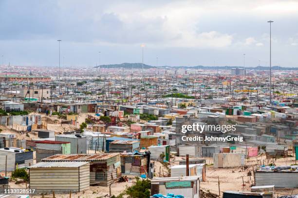 khayelitsha township corrugated iron shacks - township stock pictures, royalty-free photos & images