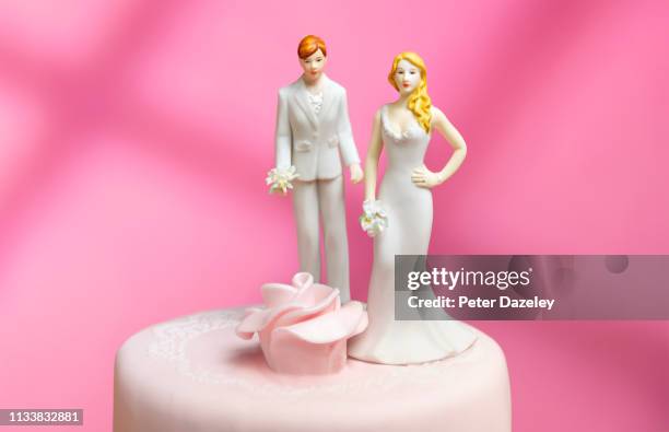 bride and bride lesbian wedding figurines - ehe gleichberechtigung stock-fotos und bilder