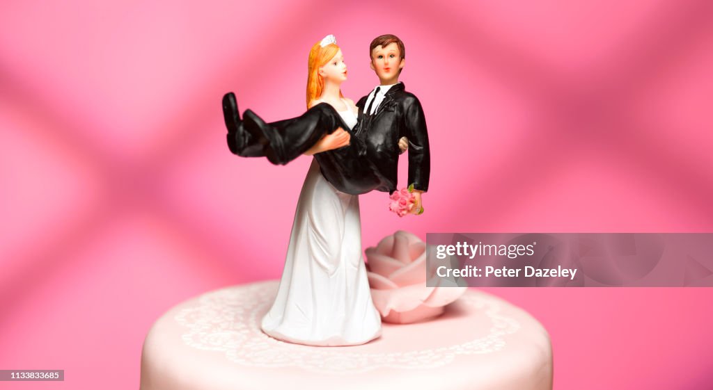 Bride and groom wedding figurines