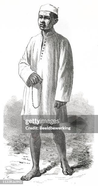 muslim man in white shirt dress - shirt dress stock illustrations