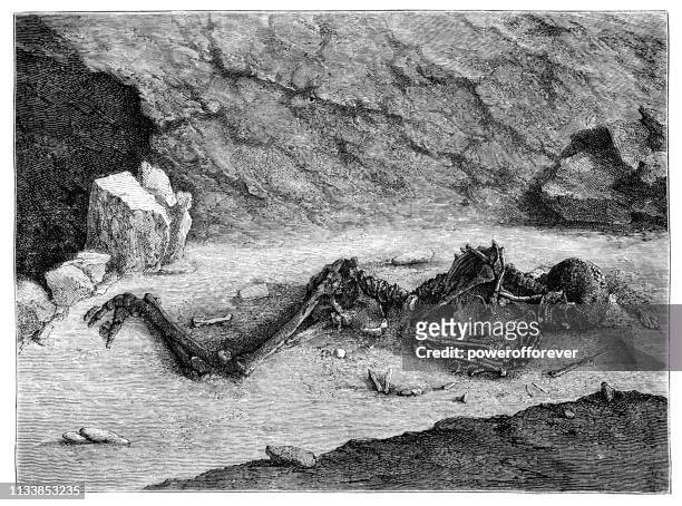 義大利利古裡亞巴爾齊羅西洞穴的奧裡尼亞斯 "門頓的化石人"-43, 000 至 37, 000年前 - early homo sapiens 幅插畫檔、美工圖案、卡通及圖標