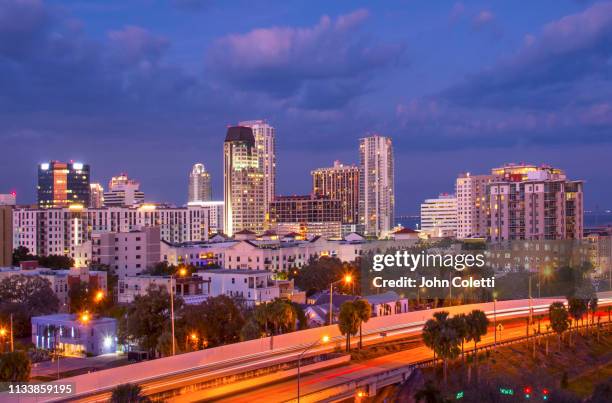 skyline, downtown, saint petersburg, florida - saint petersburg stock pictures, royalty-free photos & images