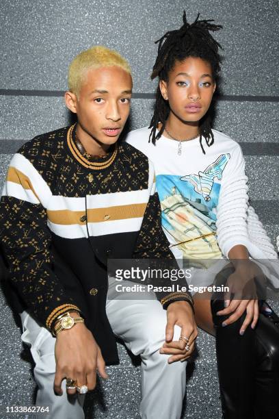 Jaden Smith and Willow Smith attend the Louis Vuitton show as part of the Paris Fashion Week Womenswear Fall/Winter 2019/2020 on March 05, 2019 in...