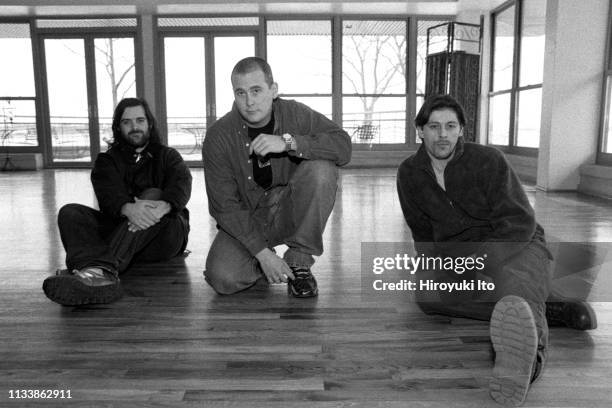 From left, Sam Houser , Terry Donovan and John Davis at a loft in Lower Manhattan on February 3, 2000. Together they launched regular Rockstar Loft...