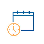 Clock and calendar simple icon. Vector illustration for business, schedule, office, routine, delivery days, deadline etc