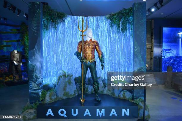 The Aquaman exhibit on display during the Warner Bros. Studio Tour Hollywood Aquaman Exhibit reveal on March 05, 2019 in Los Angeles, California.