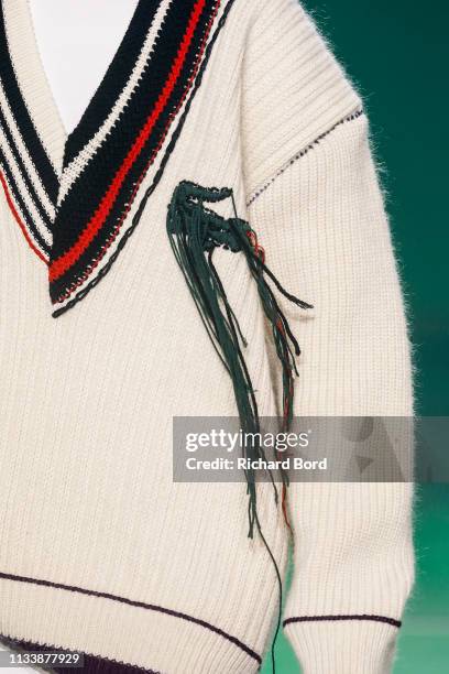 Model walks the runway during the Lacoste show as part of the Paris Fashion Week Womenswear Fall/Winter 2019/2020 at Tennis Club de Paris on March...