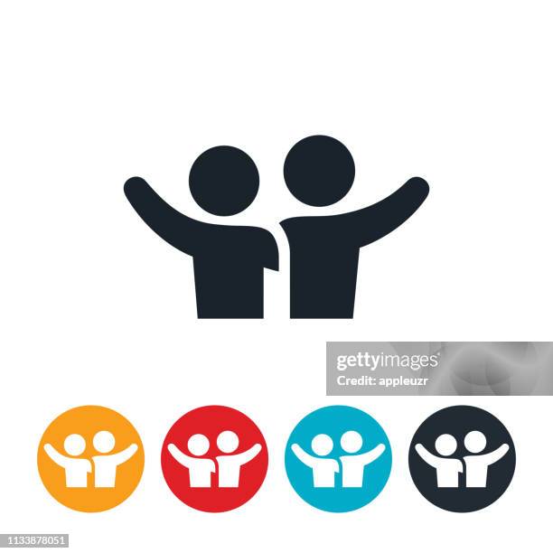 childhood friends icon - arm around shoulder icon stock illustrations