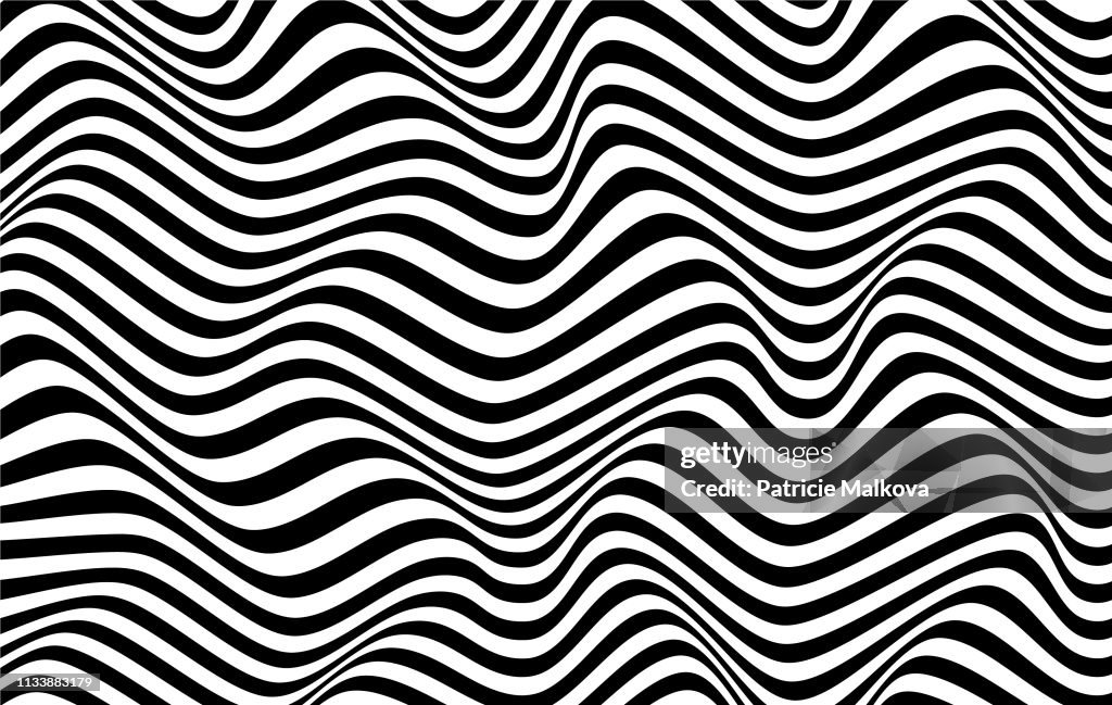 Sfondo vettoriale psichedelico con distorsione delle onde nere