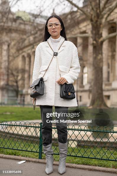 Yoyo Cao is seen on the street attending CHANEL during Paris Fashion ...