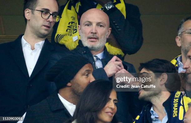 Franck Leboeuf attends the French League Cup final between Racing Club de Strasbourg Alsace and En Avant Guingamp at Stade Pierre Mauroy on March 30,...